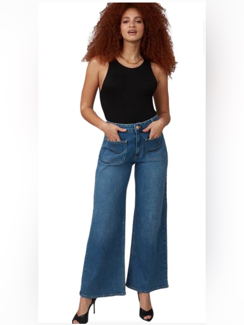 Lola Jeans Western Inspired Milan-RCB High Rise Wide Leg Medium Wash Jean Size29 - Picture 1 of 16